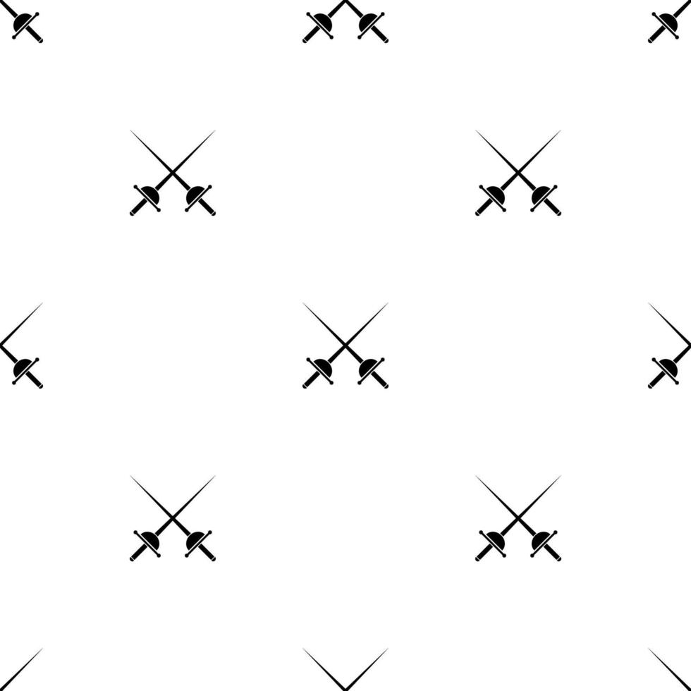 Seamless pattern with silhouette icon of a crossed rapiers. Fencing, swordplay. Vector illustration for design, web, wrapping paper, fabric, wallpaper.