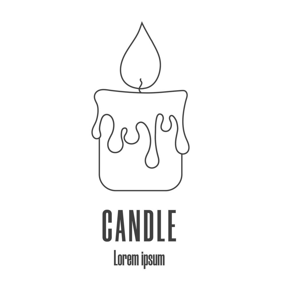 Line style icon of a candle. Religional logo. Clean and modern vector illustration.