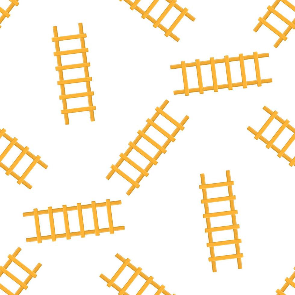 Seamless pattern with cartoon ladder, stairs on white background. Gardening tool. Vector illustration for any design