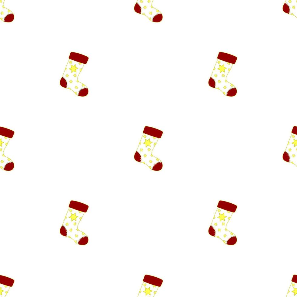 Seamless pattern with christmas socks on white background. White red sock. Vector illustration.