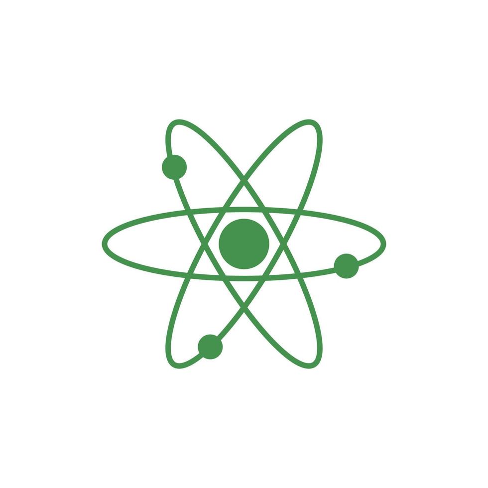 Atom icon. Creative logo. Green ecological sign. Protect planet. Vector illustration for design.