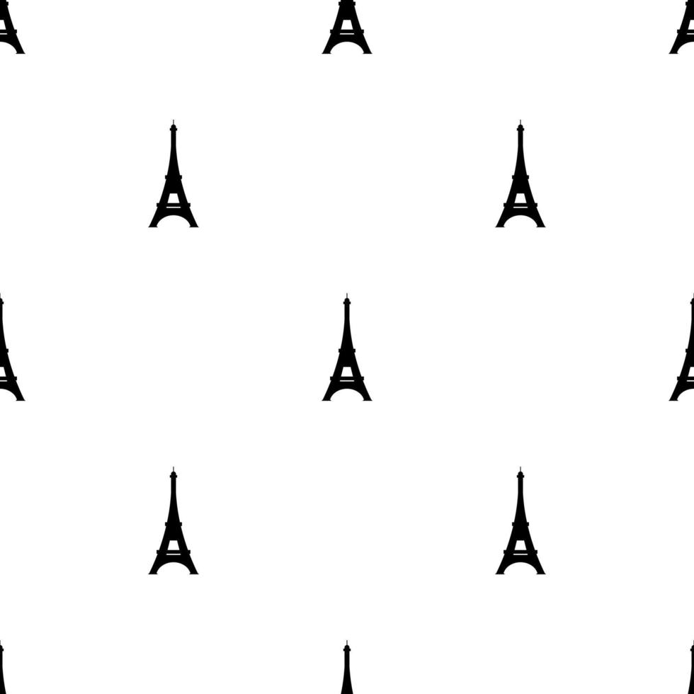 Seamless pattern with eiffel tower icon on white background. Vector illustration for design, web, wrapping paper, fabric, wallpaper