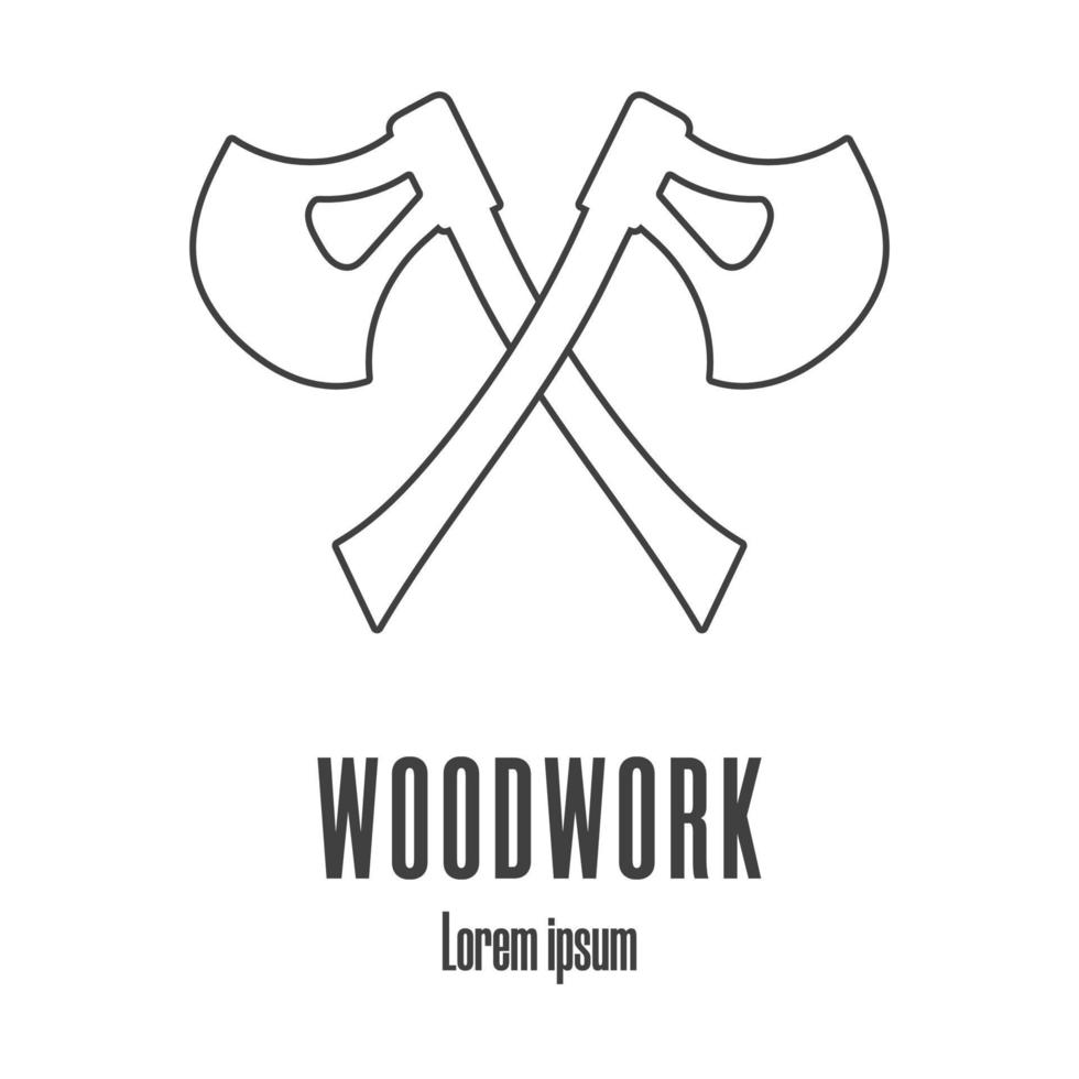 Line style icon of a crossed axes. Carpentry logo. Clean and modern vector illustration.