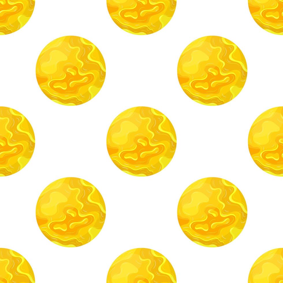 Seamless pattern with sun star planet on white background. Solar system. Cartoon style vector illustration for any design.