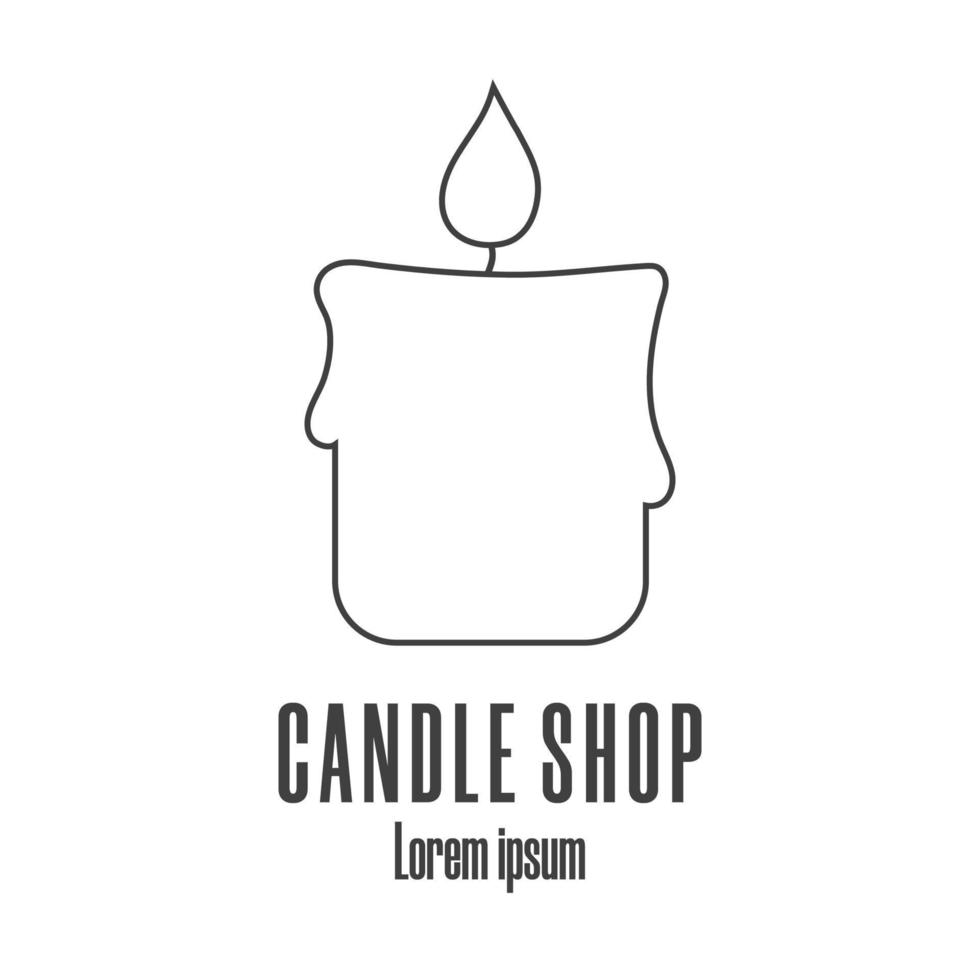 Line style icon of a candle. Candle shop logo. Clean and modern vector illustration.