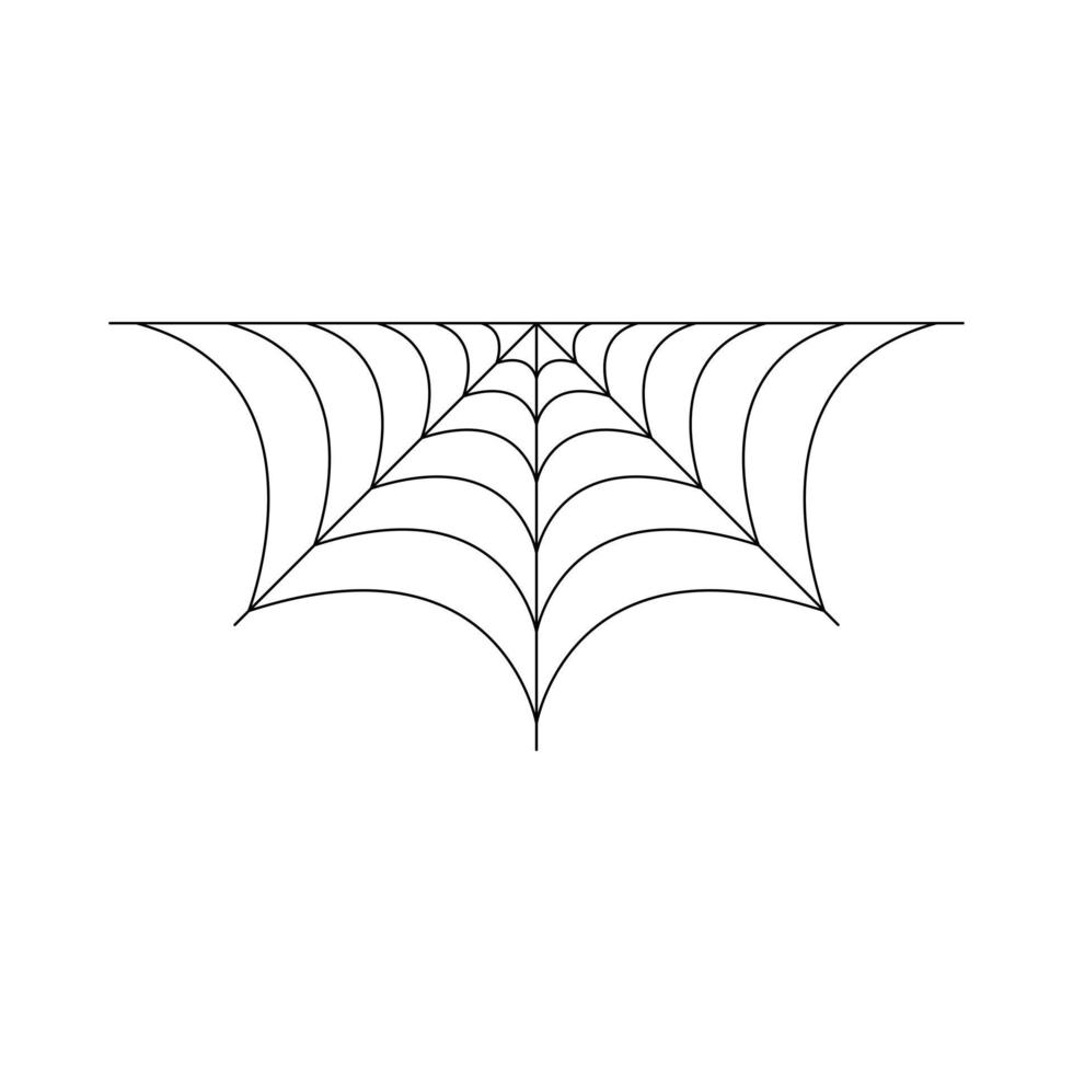 Half spider web isolated on white background. Halloween spiderweb element. Cobweb line style. Vector illustration for any design.