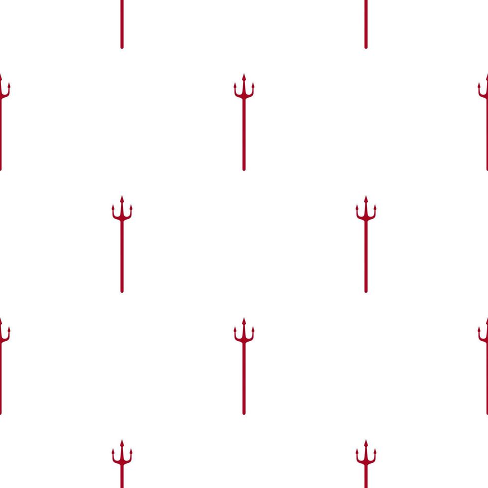patrón sin costuras con tridentes de diablo rojo sobre fondo blanco. concepto de infierno. ilustración vectorial para diseño, web, papel de envolver, tela, papel tapiz. vector