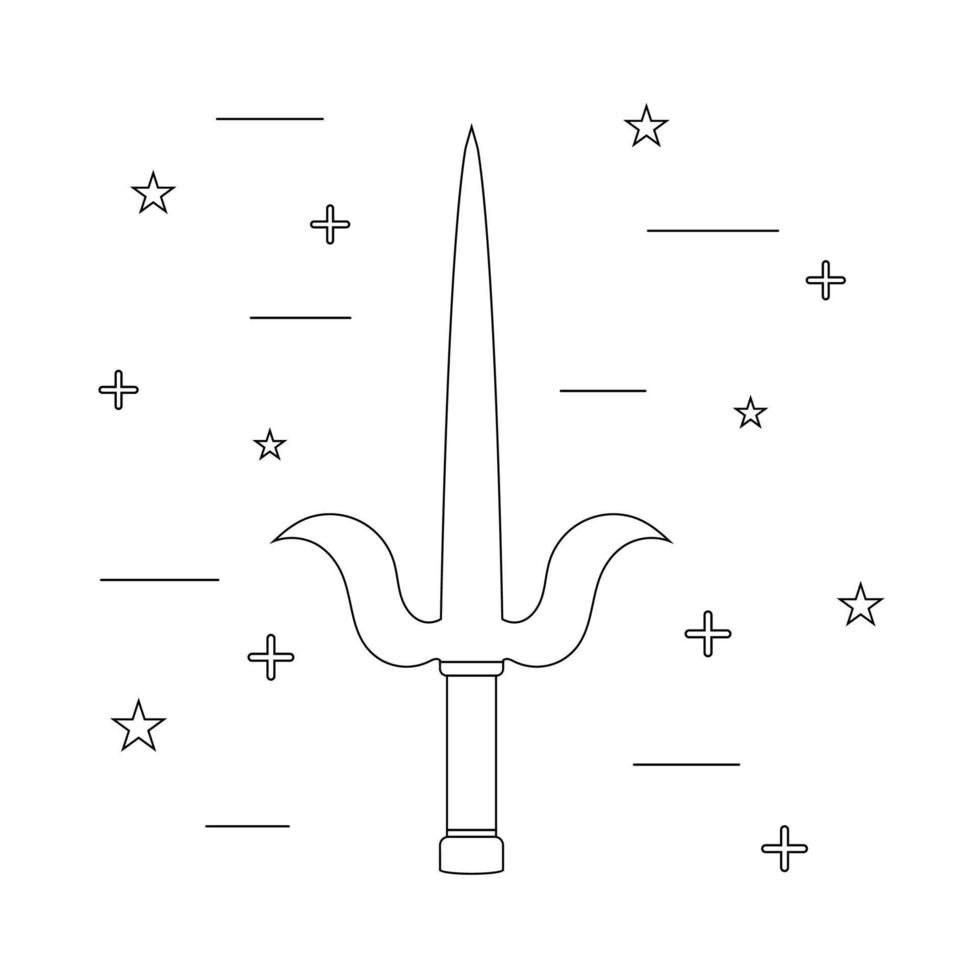 Line style icon of a sai. Samurai weapon. Ninja equipment. Logo, emblem. Clean and modern vector illustration for design, web.