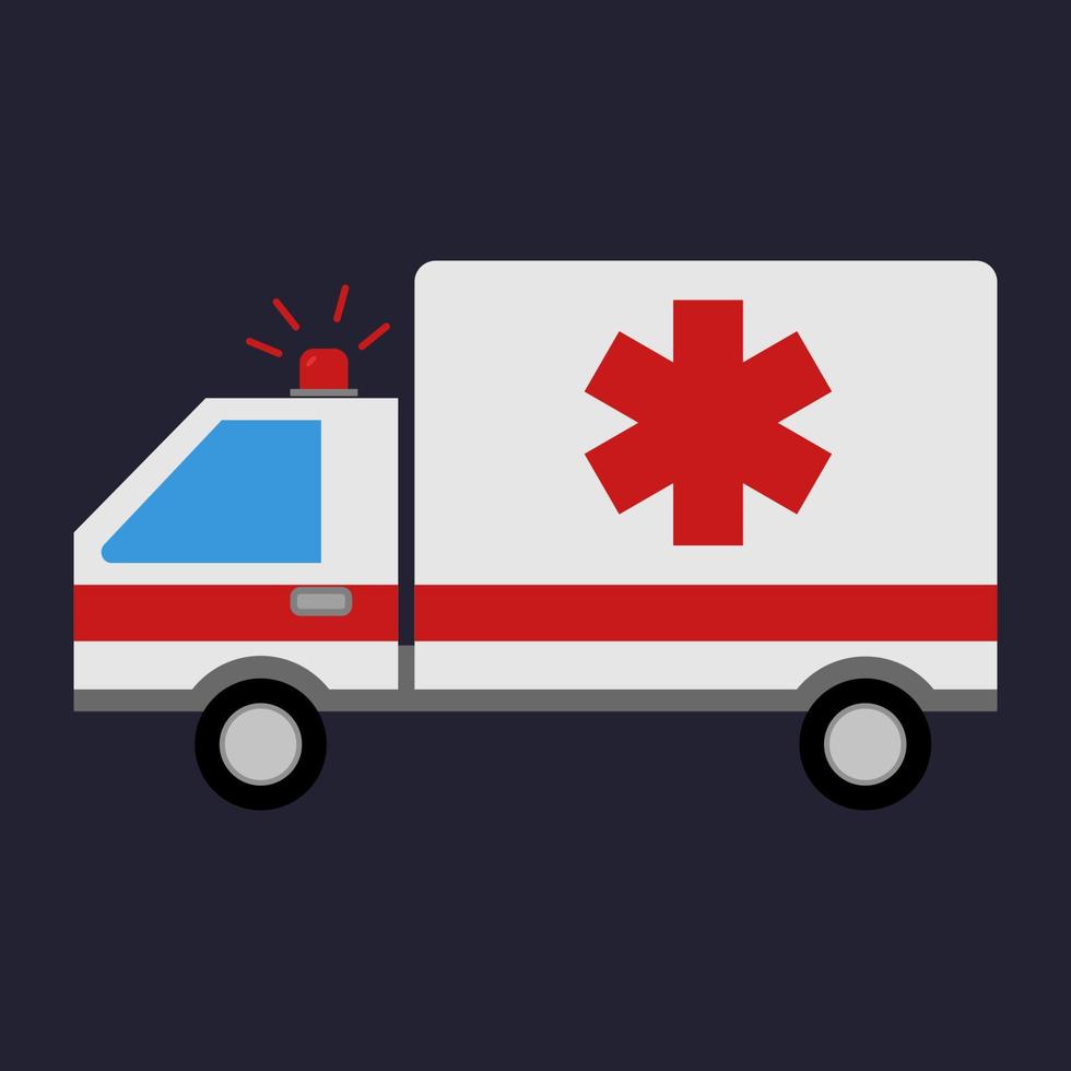 Emergency ambulance. Medical vehicle. Ambulance car in flat style. Vector illustration.