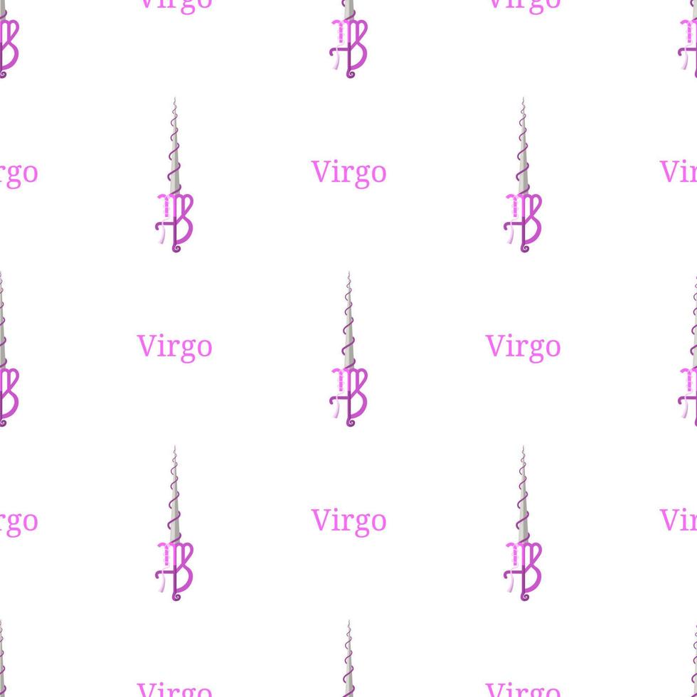 Seamless pattern with Virgo zodiac sword sign. Cartoon zodiacal weapon. Astrological, horoscope sign. Vector illustration for design, web, wrapping paper, fabric, wallpaper.