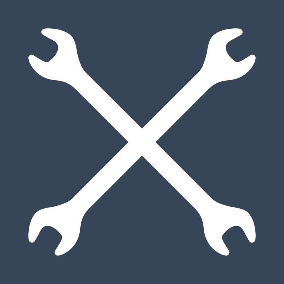 Silhouette icon of crossed wrenches. Workshop, mechanic, repair service logo template. Clean and modern vector illustration.