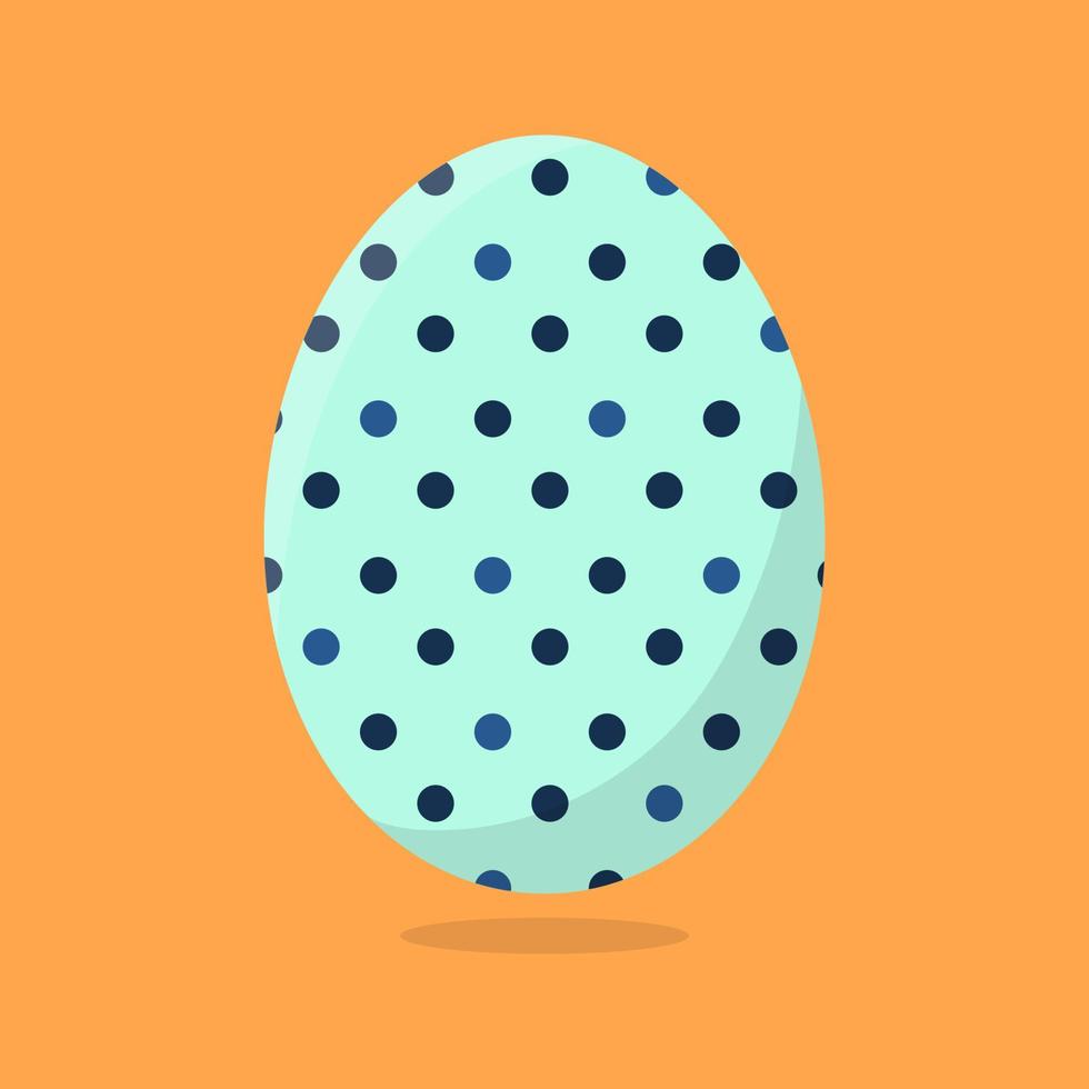 Vector Easter Egg isolated on orange background. Colorful Egg with Dots Pattern. Flat Style. For Greeting Cards, Invitations. Vector illustration for Your Design, Web.