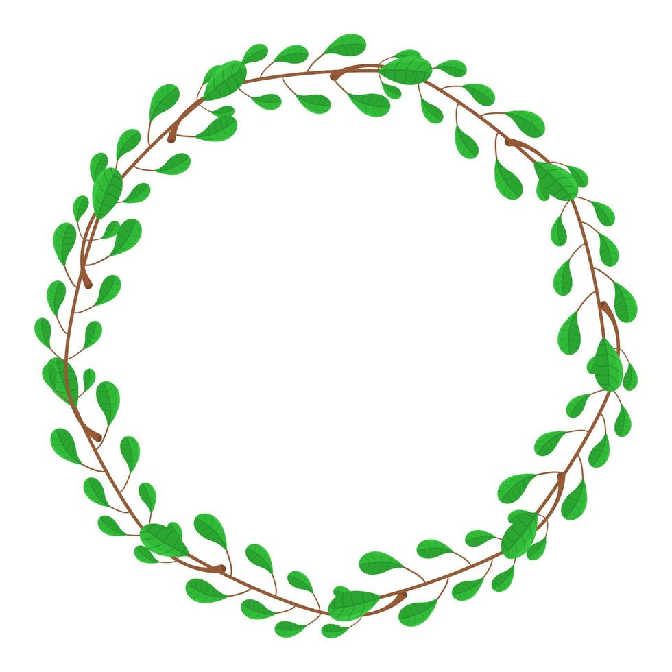 Circle Frame from Green Branches. Wedding Decorations, Invitations. Vector illustration for Your Design, Web.