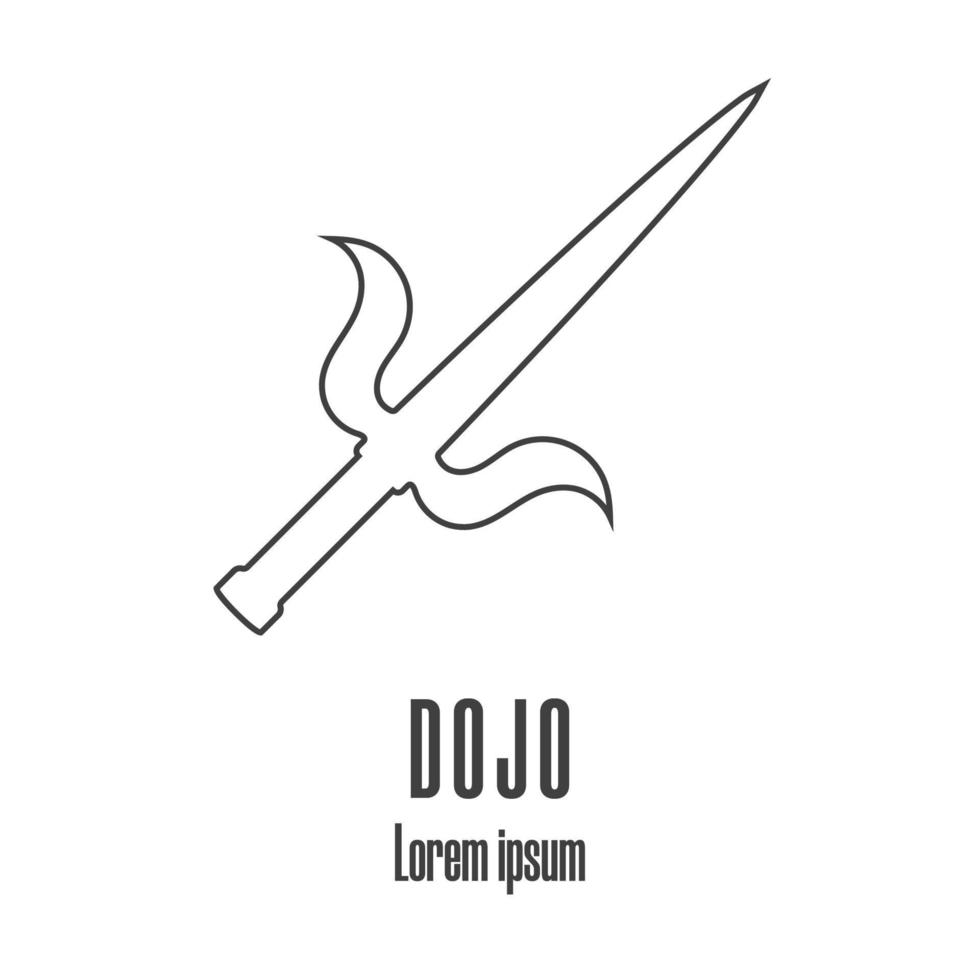 Line style icon of a sai. Dojo logo. Clean and modern vector illustration.