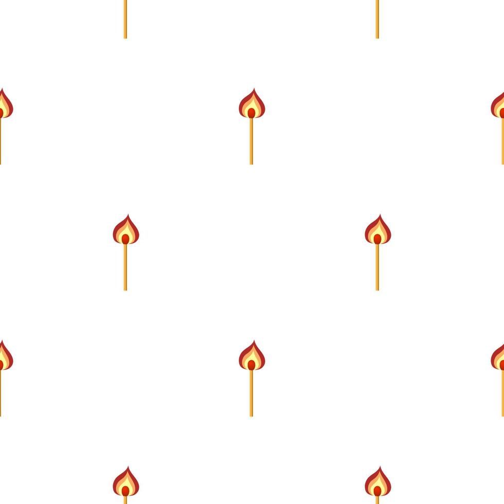 Seamless pattern with burning match on white background. Vector illustration for design, web, wrapping paper, fabric, wallpaper.