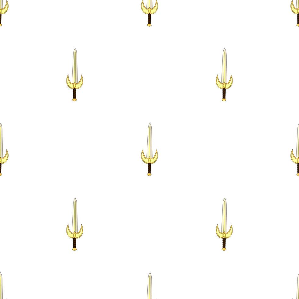 Seamless pattern with holy sword icons. Cartoon style. Vector illustration.