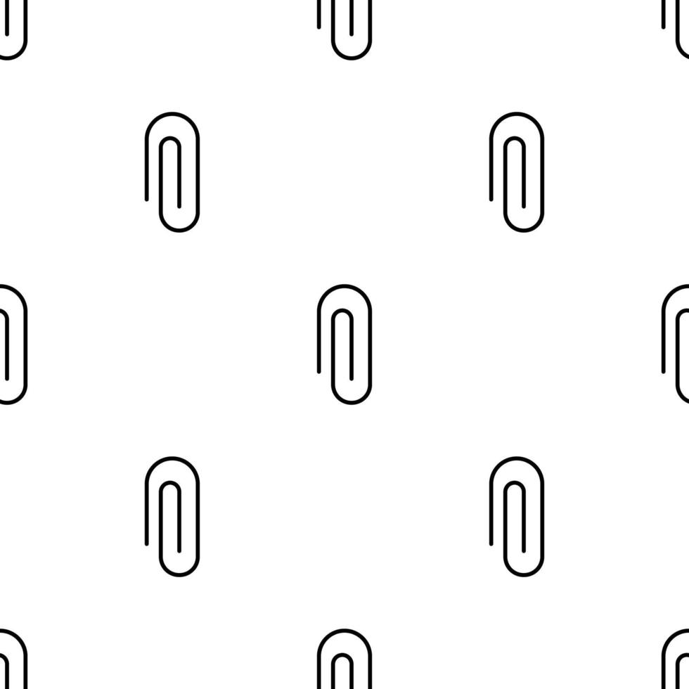 Seamless pattern with paper clip icon on white background. Vector illustration for design, web, wrapping paper, fabric