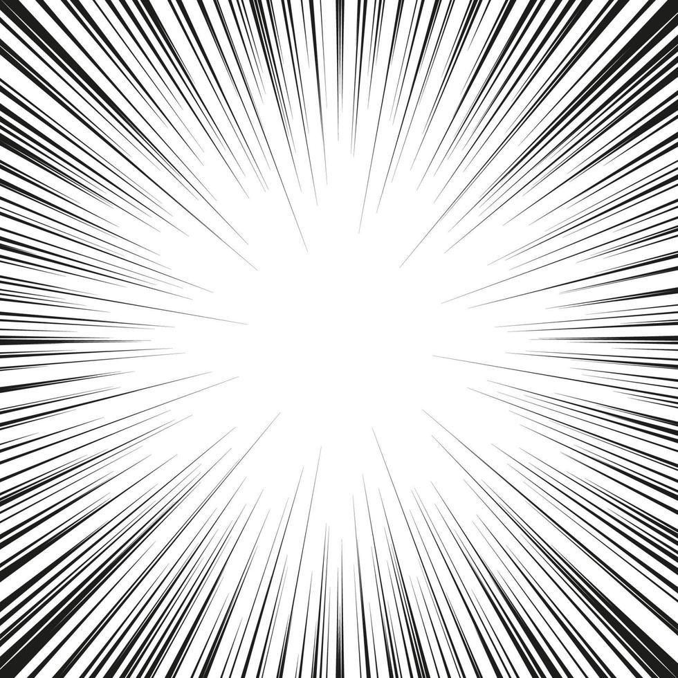 luz de velocidad de zoom radial abstracto en efecto negro para cómic de dibujos animados, rayo de sol o elemento de explosión de estrellas vector