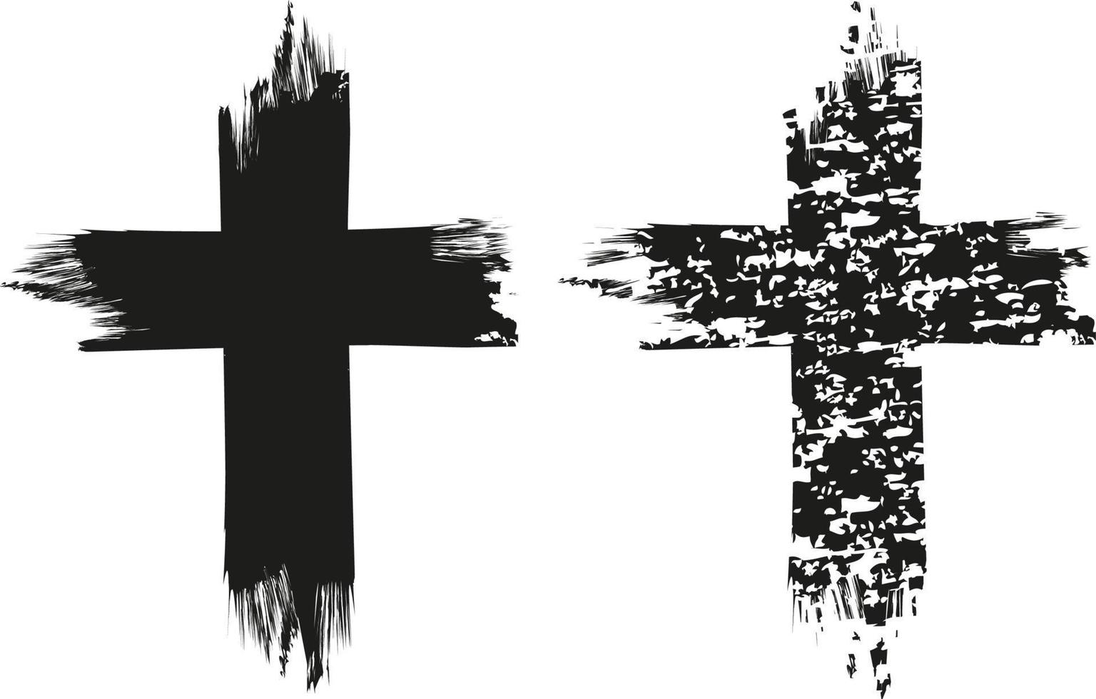 Grunge Religion Cross . Black Paint . vector
