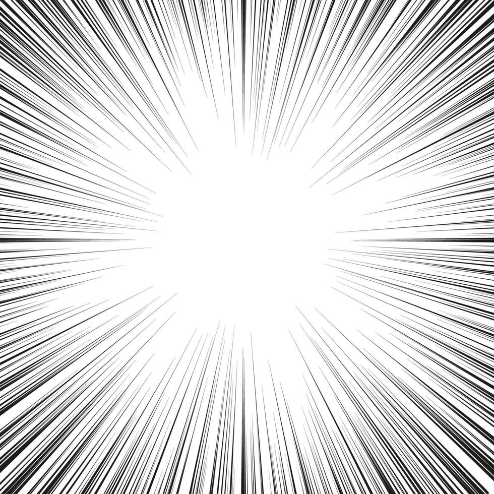 luz de velocidad de zoom radial abstracto en efecto negro para cómic de dibujos animados, rayo de sol o elemento de explosión de estrellas vector