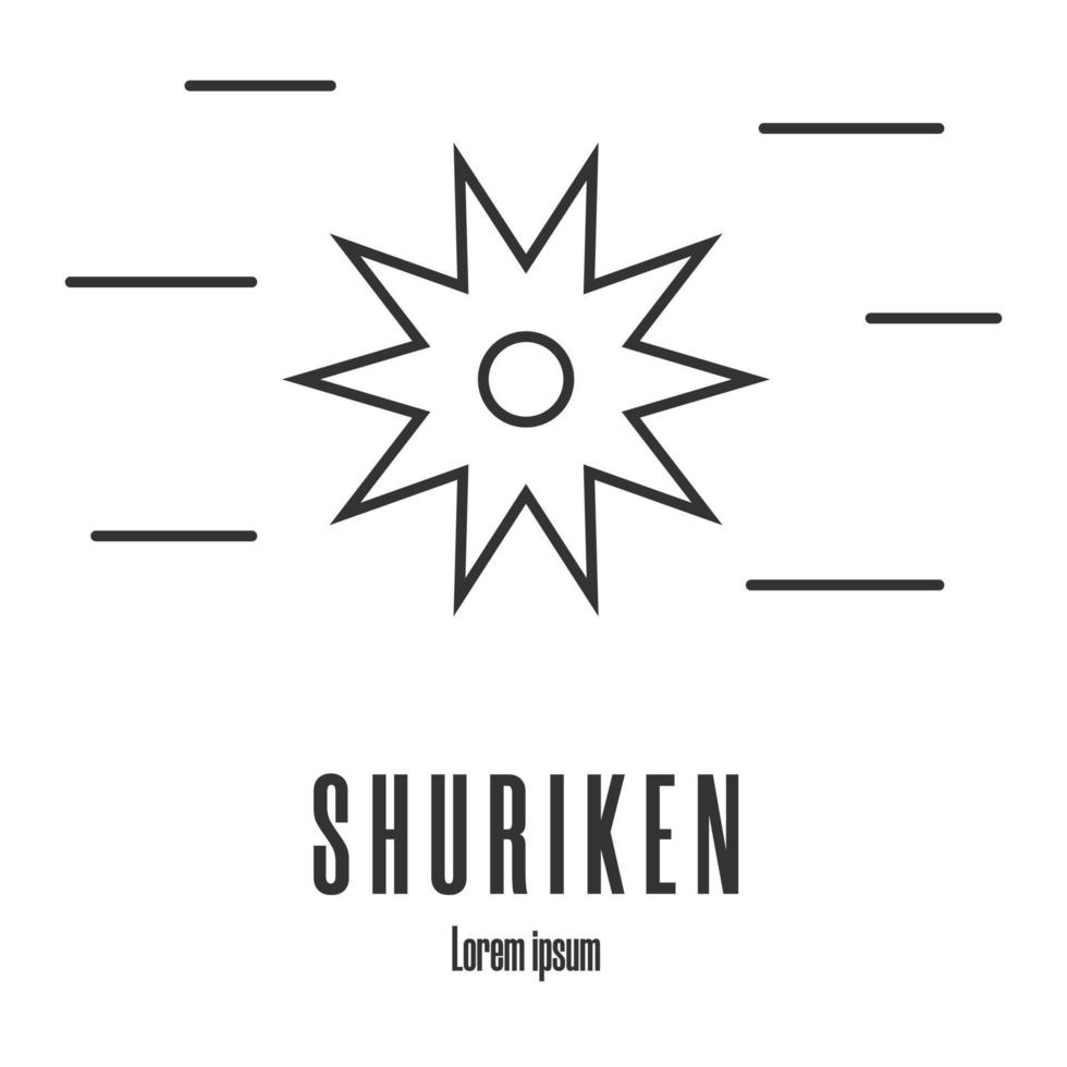 Line style icon of a shuriken. Ninja weapon. Logo, emblem. Clean and modern vector illustration for design, web.
