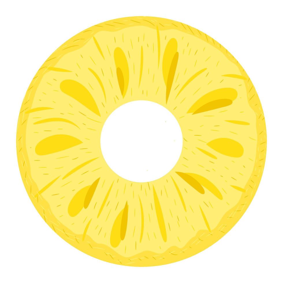 Fresh cut slice rings pineapple fruit isolated on white background. Summer fruits for healthy lifestyle. Organic fruit. Cartoon style. Vector illustration for any design.