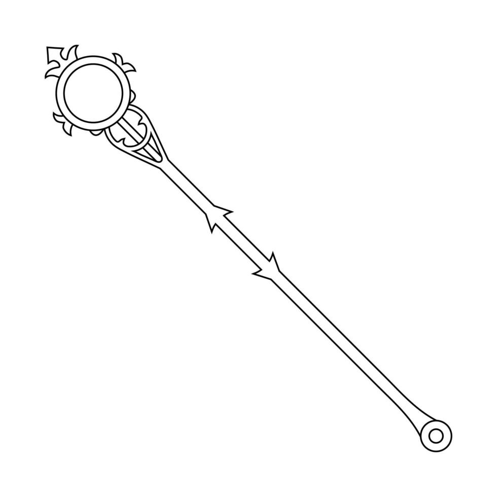 Staff Icon isolated on white background. Magic Weapon. Vector Illustration for Your Design, Game, Card, Web.