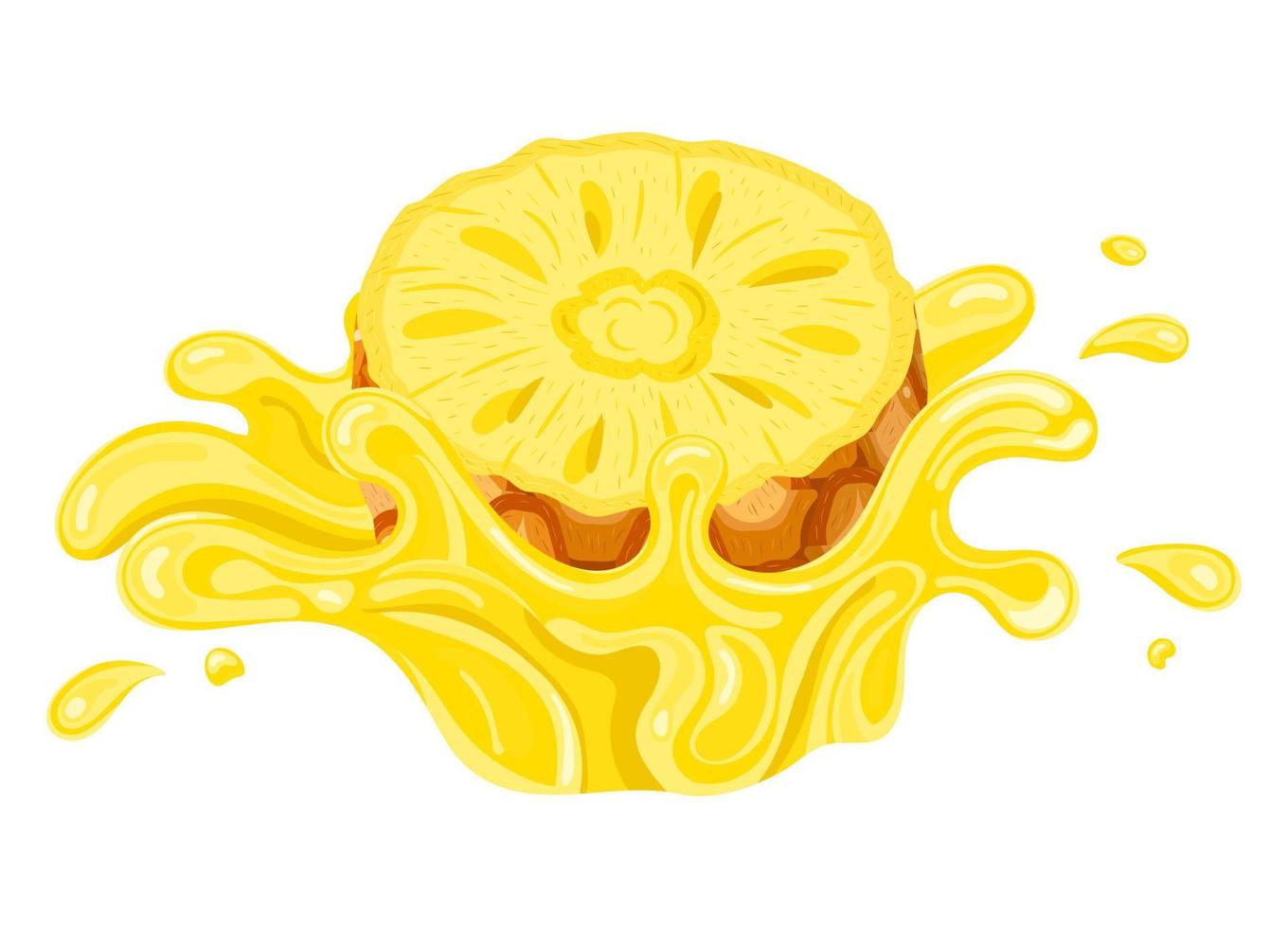 explosión de salpicaduras de jugo amarillo de piña fresca aislada en fondo blanco. jugo de frutas de verano. ilustración vectorial para cualquier diseño. vector