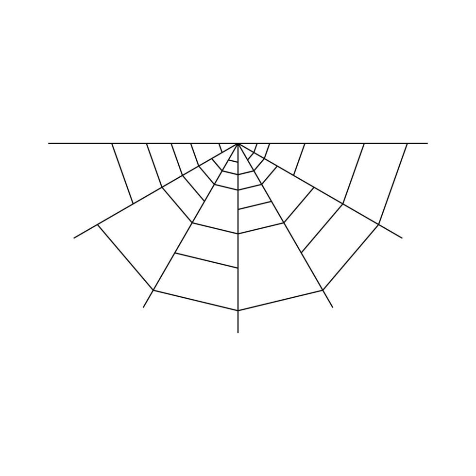 Half spider web isolated on white background. Halloween spiderweb element. Cobweb line style. Vector illustration for any design.