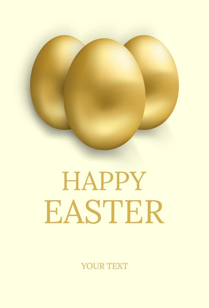 tarjeta de pascua feliz tarjeta de felicitación de Pascua con huevos de oro y espacio para texto. ilustración vectorial vector