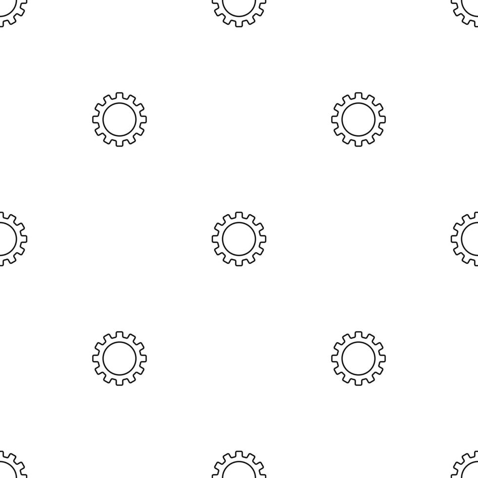 Seamless pattern with gear icon on white background. Settings symbol. Outline style. Vector illustration for design, web, wrapping paper, fabric, wallpaper