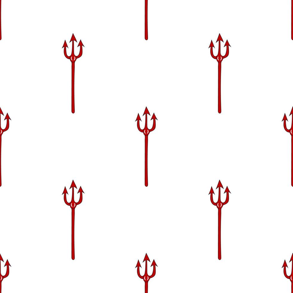 Seamless pattern with red devil tridents. Hell concept. Vector illustration.