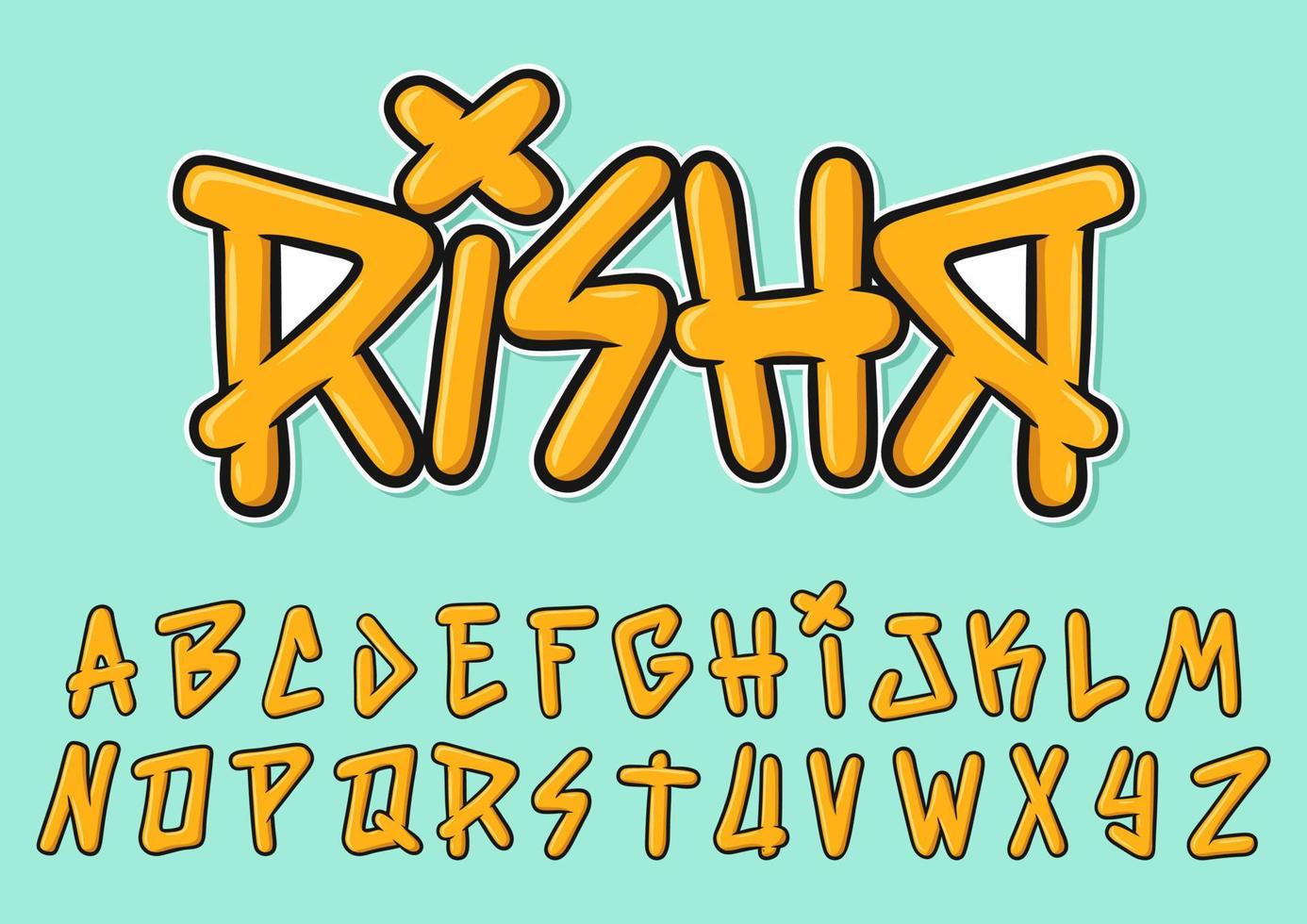 alfabeto pop punk graffiti dibujos animados vector ilustración