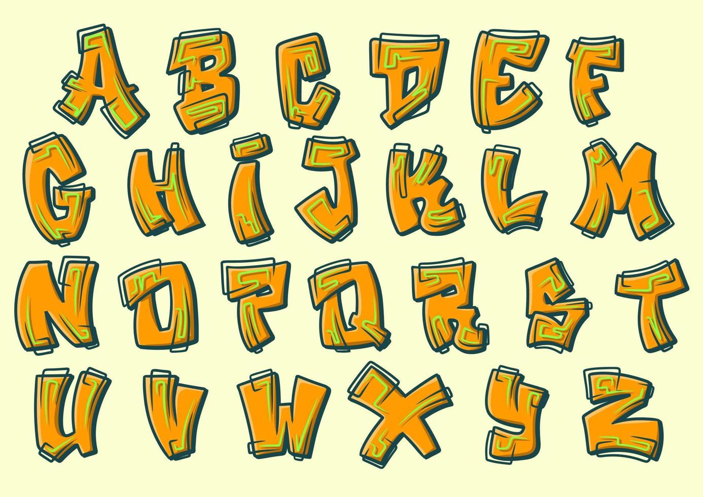 Alphabet Graffiti Neon Cartoon vector Illustration