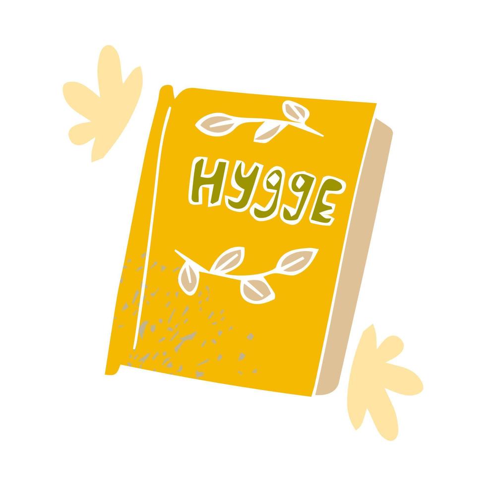 ejemplo lindo del libro amarillo hygge. objeto aislado vectorial vector