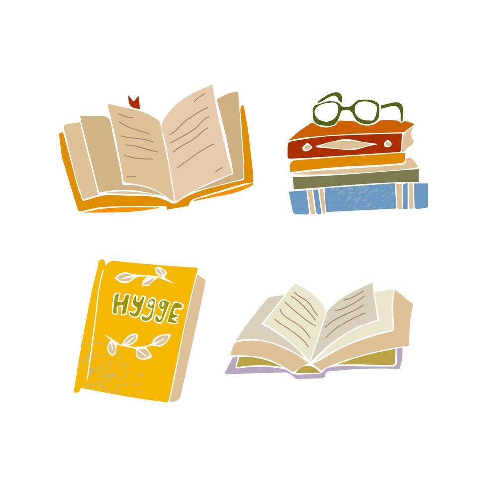 Book set hygge illustration vector