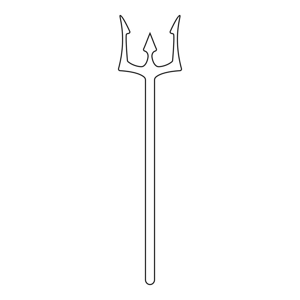 Outline trident isolated on white background. Devil, neptune trident. Line style. Clean and modern vector illustration for design, web.