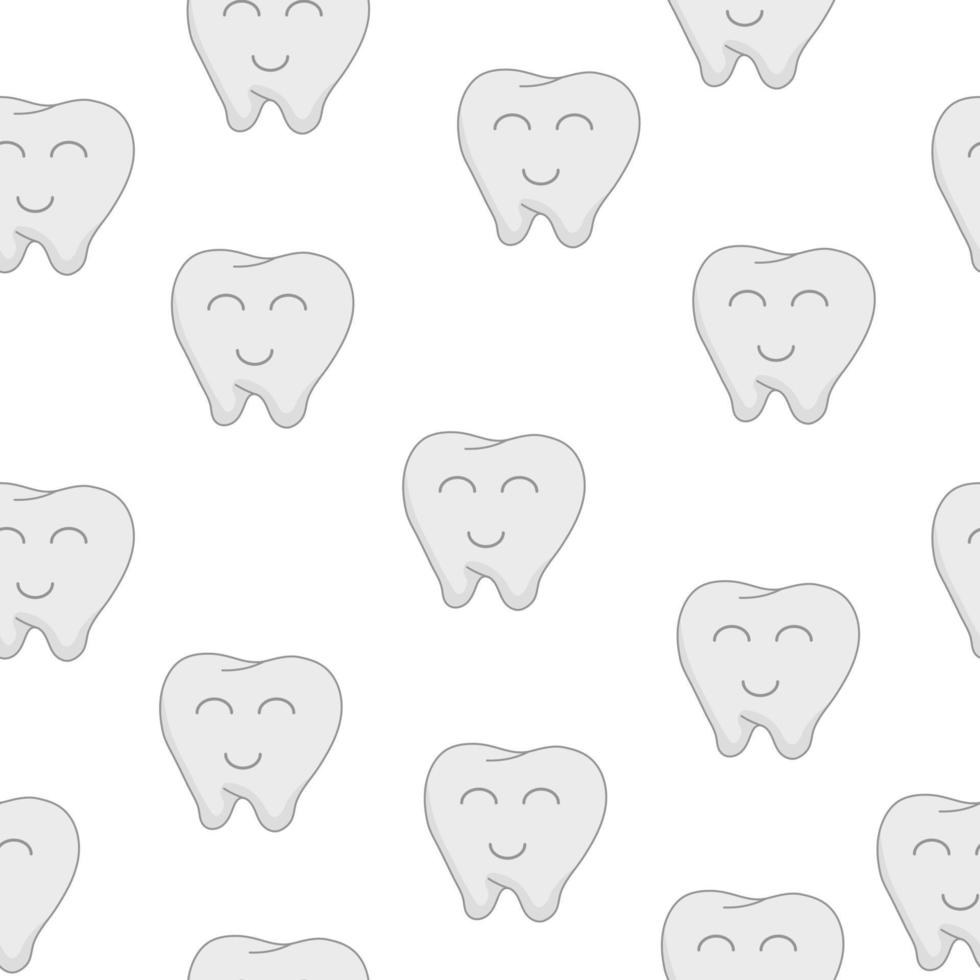 Seamless Pattern with Cute Tooth Character isolated on white background.Dentist Concept. Kid Seamless Pattern. Vector illustration for Your Design.