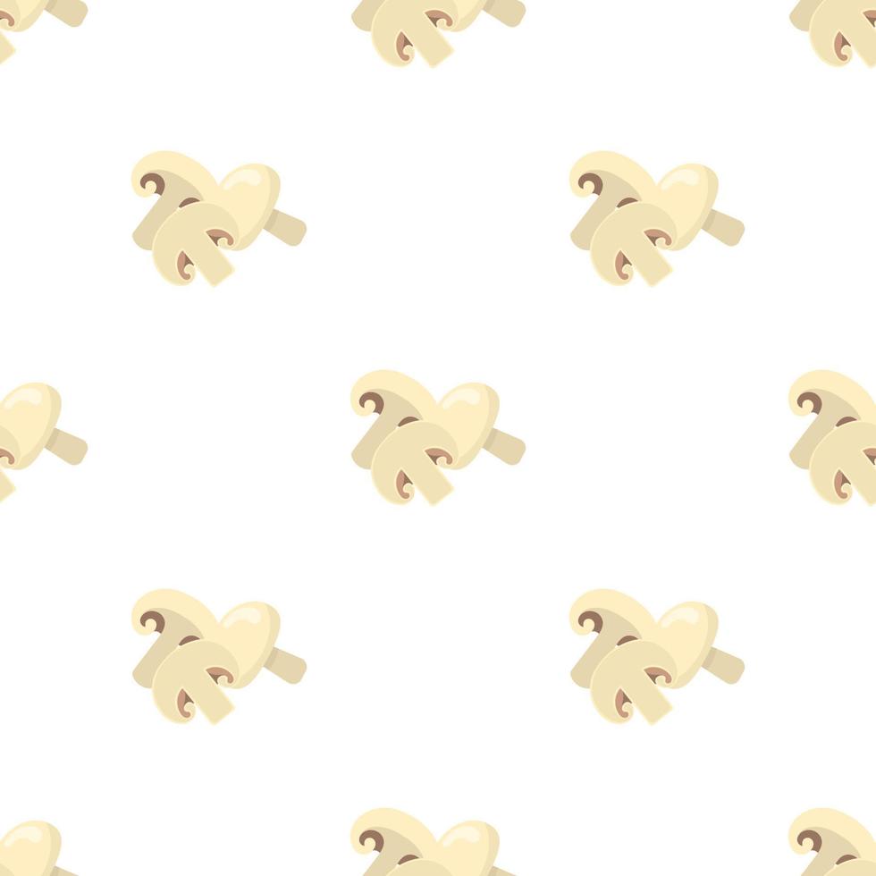 Seamless pattern with fresh champignons. Organic food. Cartoon style. Vector illustration for design, web, wrapping paper, fabric, wallpaper.