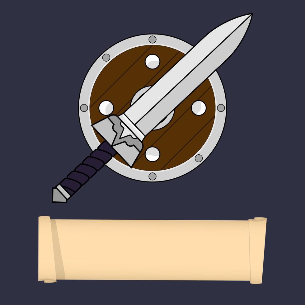 Template of Game Character, Class. Warrior, Barbarian, Knight Classes. Attributes of warrior class isolated on dark background. Select your class. Vector illustration.