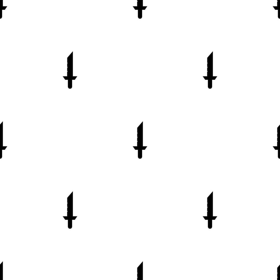 Seamless pattern with simple sword icons. Black silhouette of knife. Vector illustration for design, web, wrapping paper, fabric, wallpaper