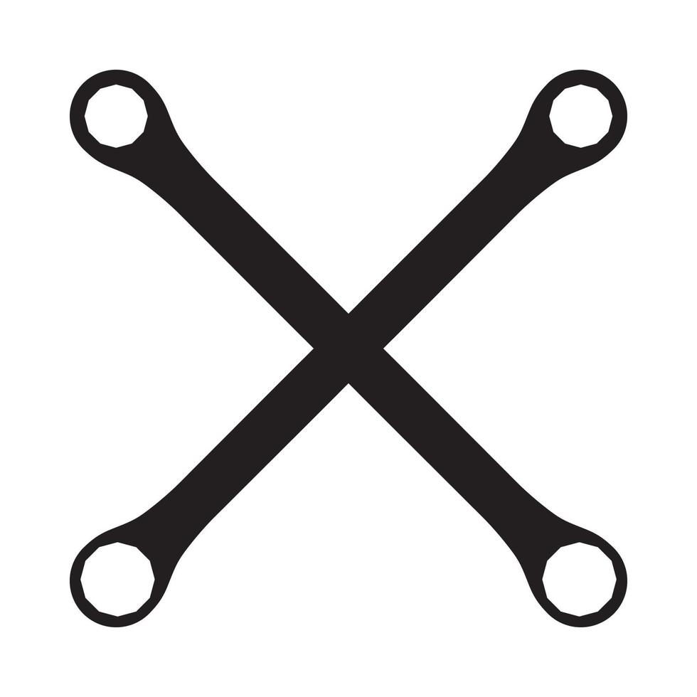 Silhouette icon of crossed wrenches. Workshop, mechanic, repair service logo template. Clean and modern vector illustration.