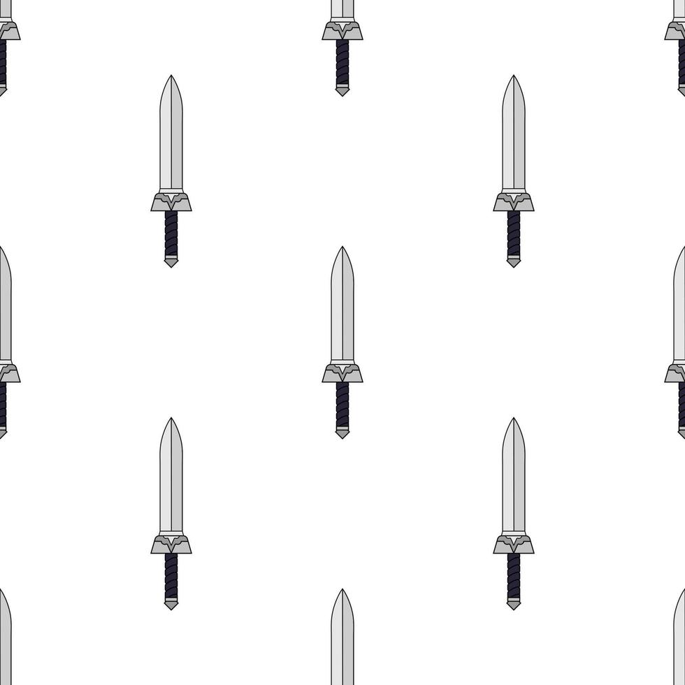 Seamless pattern with cartoon sword icons. Vector illustration for design, web, wrapping paper, fabric, wallpaper.