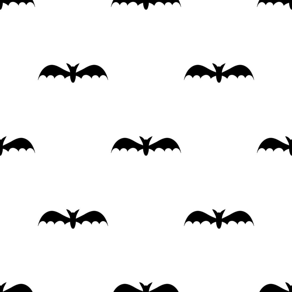 Seamless pattern with black silhouette bats. Halloween texture. Vector illustration.