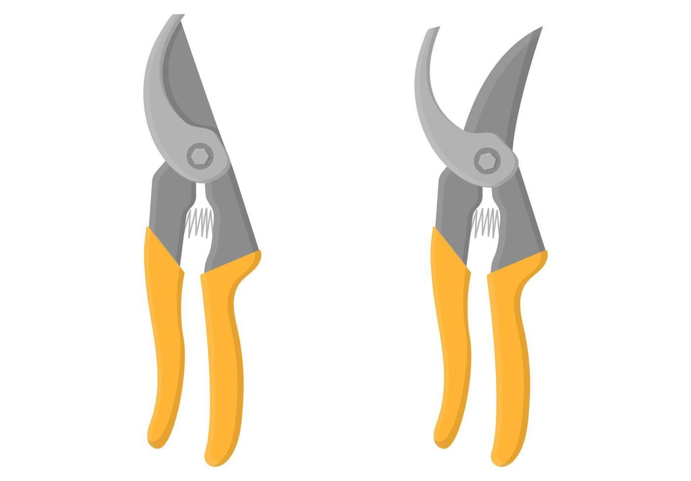 Set of cartoon gardening scissors or secateurs isolated on white background. Gardening tools. Vector illustration in cartoon style for your design