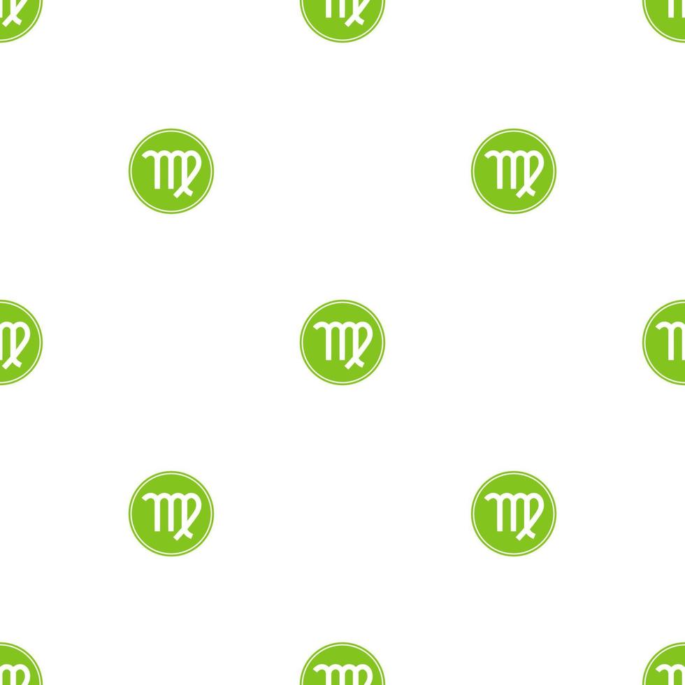 Seamless pattern with virgo zodiac sign. Astrological, horoscope sign. Zodiac symbol. Earth element. Sticker. Vector illustration for design, web, wrapping paper, fabric, wallpaper.