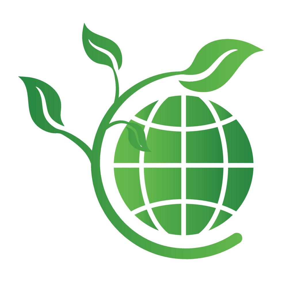 icono del concepto de ecología con tierra y hojas. logotipo de reciclaje. ilustración vectorial para cualquier diseño. vector