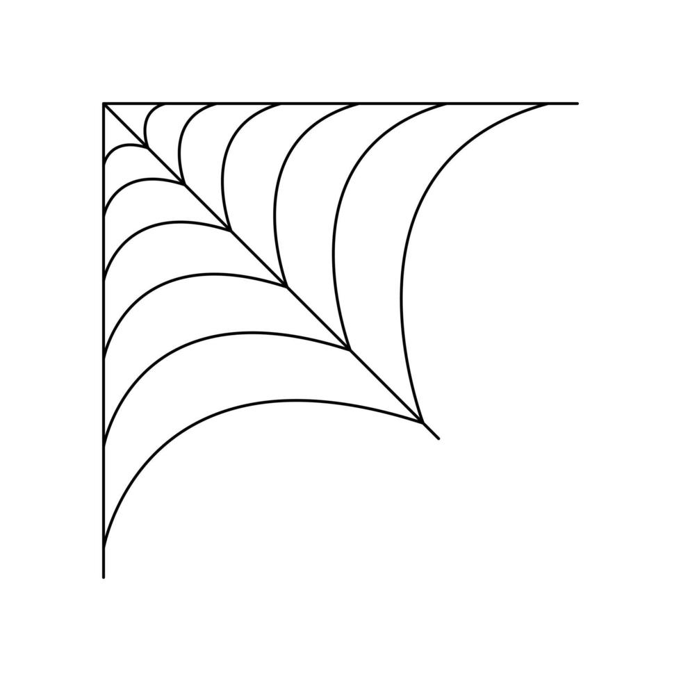 Quarter spider web isolated on white background. Halloween spiderweb element. Cobweb line style. Vector illustration for any design.