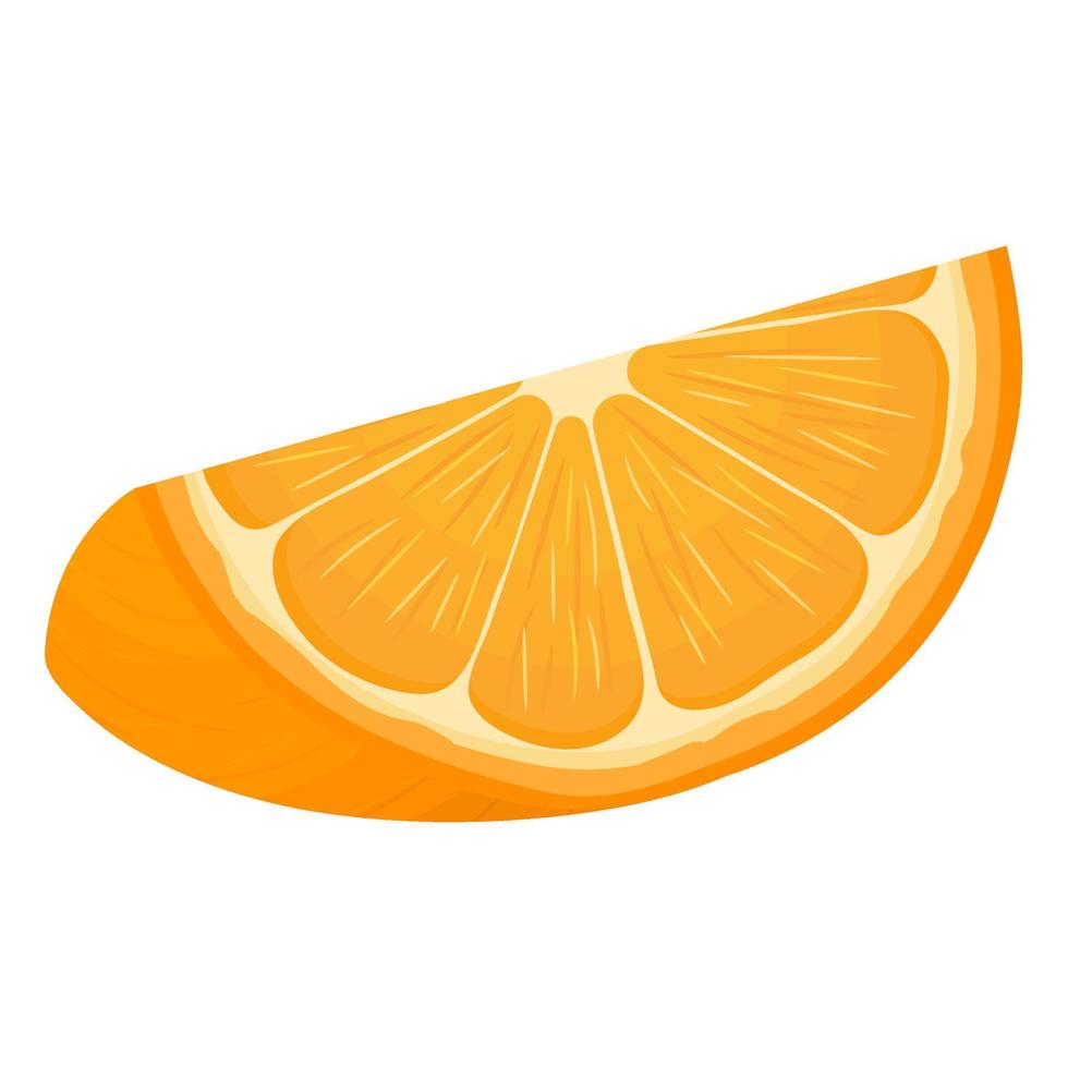 Fresh bright exotic slice tangerine or mandarin isolated on white background. Summer fruits for healthy lifestyle. Organic fruit. Cartoon style. Vector illustration for any design.