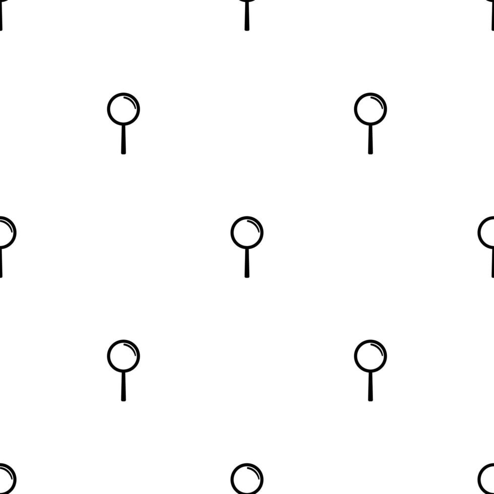 Seamless pattern with magnifier icon on white background. Vector illustration for design, web, wrapping paper, fabric, wallpaper.